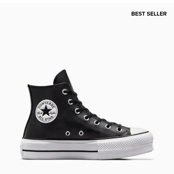 Converse LIKE NEW Leather Chuck Taylor All Star Lift High Top Sz 7 - Picture 3 of 14